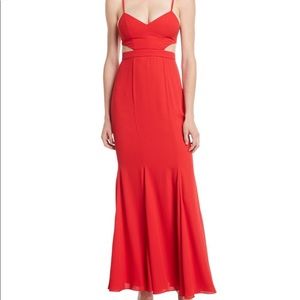 Fame & Partners Zyra Red Maxi Fitted Flare Dress 0